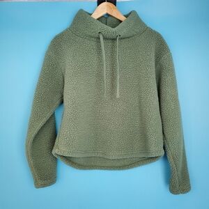Serra Sweater Size Medium Sherpa Cowl Green